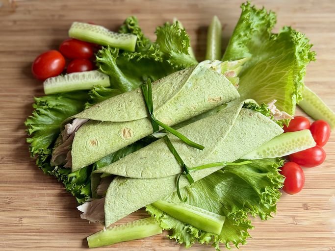 Green Goddess Chicken and Cucumber Wraps