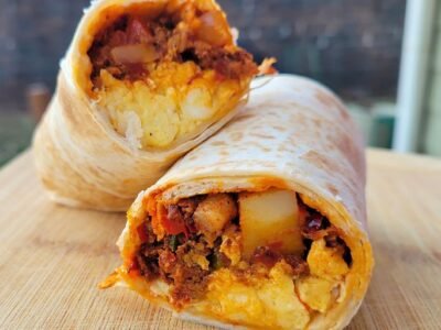 Breakfast Burrito with Potatoes and Chorizo