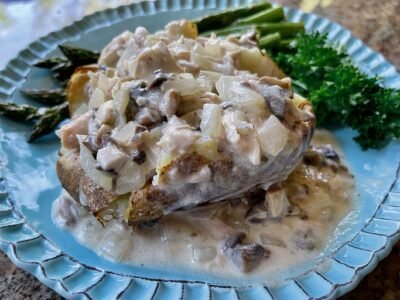 Chicken Stroganoff-Stuffed Baked Potatoes