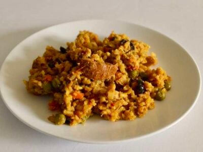 Brown Rice, Chicken, and Chorizo Paella