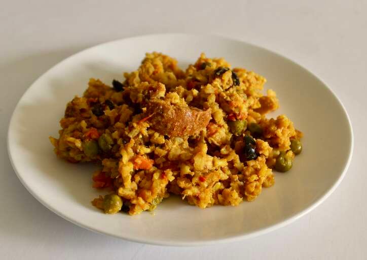 Brown Rice, Chicken, and Chorizo Paella