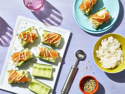 Salmon-Avocado Cucumber Sushi Boats