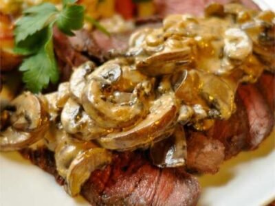 Flat Iron Steak with Mushroom Sauce